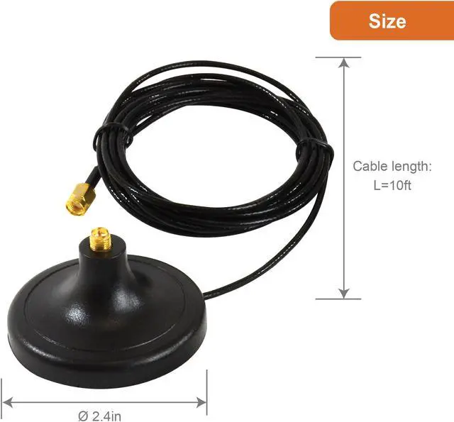 Alt view image 2 of 4 - J-Tech Digital 10ft Magnetic Antenna Base and Extension Cord [JTECH-WEX-3MC]