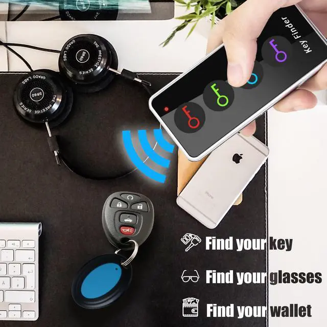 Alt view image 5 of 7 - JTD Key Finder RF Item Locator with 1 Transmitter and 4 Receivers, 130ft Range Wireless Item Tracker Support Remote Control LED Flashlight Function for Finding Phone, Wallet and Keys [JTD-KF4B]