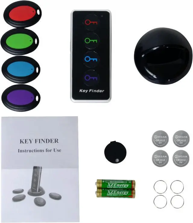 Alt view image 7 of 7 - JTD Key Finder RF Item Locator with 1 Transmitter and 4 Receivers, 130ft Range Wireless Item Tracker Support Remote Control LED Flashlight Function for Finding Phone, Wallet and Keys [JTD-KF4B]