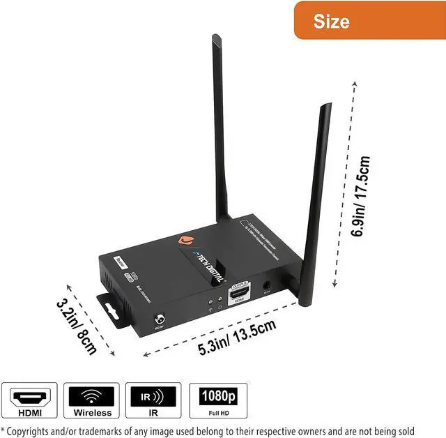 Alt view image 5 of 6 - J-Tech Digital Wireless HDMI Extender 200ft Dual Antenna Supporting Full HD 1080p with HDMI Loop Output IR Passthrough Receiver Only [JTECH-WEX200V3]