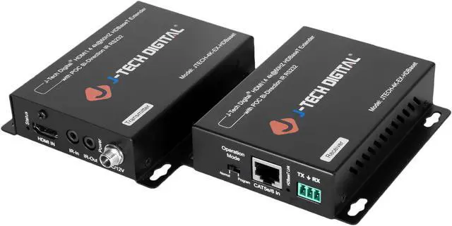 Alt view image 5 of 6 - J-Tech Digital 4K Ultra HD HDBaseT HDMI Extender Over Cat5e/6 Ethernet up to 230ft (1080P) 130ft (4K), Supports HDCP 2.2/1.4, RS232, Bi-Directional IR and PoC
