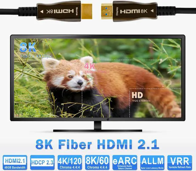 Alt view image 2 of 8 - 8K HDMI 2.1 Fiber Cable 10M 32.8 FT| J-Tech Digital Ultra High Speed 48 Gbps 4K @ 120Hz | 8K @ 60Hz Compatible with PS5 XBOX ROKU [JTECH-FCAB108K]