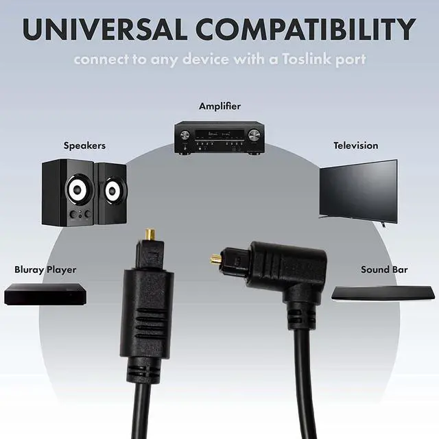 Alt view image 3 of 7 - J-Tech Digital JTECH-SP6FB 90 Degree Toslink SPDIF Optical Audio Cable 6 FT