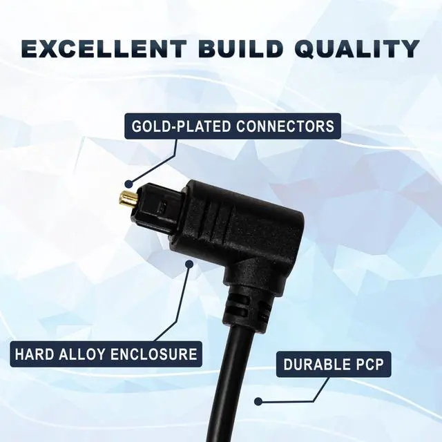 Alt view image 5 of 7 - J-Tech Digital JTECH-SP6FB 90 Degree Toslink SPDIF Optical Audio Cable 6 FT