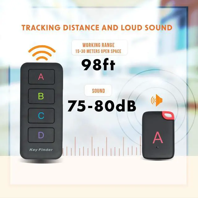 Alt view image 5 of 7 - JTD Wireless RF Key Finder Item Locator, 1 Transmitter (w/ Base support) and 4 Receivers