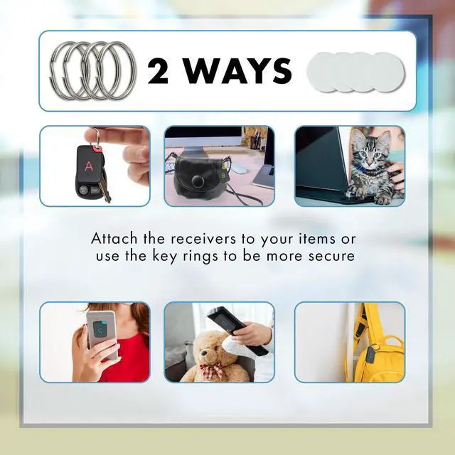 Alt view image 6 of 7 - JTD Wireless RF Key Finder Item Locator, 1 Transmitter (w/ Base support) and 4 Receivers