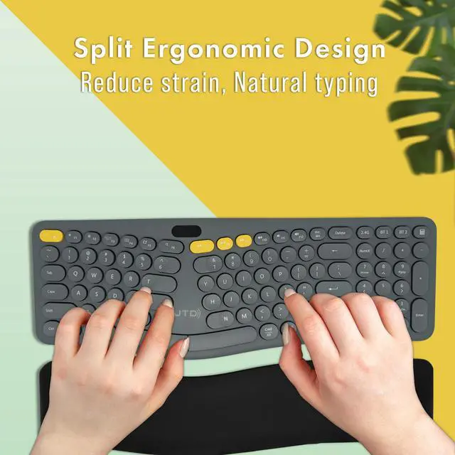 Alt view image 2 of 6 - Wireless Ergonomic Split Keyboard w/ Display Screen, Rechargeable Battery, Removable Wrist Rest | Supports Multi-Device, 12 Multimedia Keys Compatible with Windows/Mac/iPad by J-Tech Digital