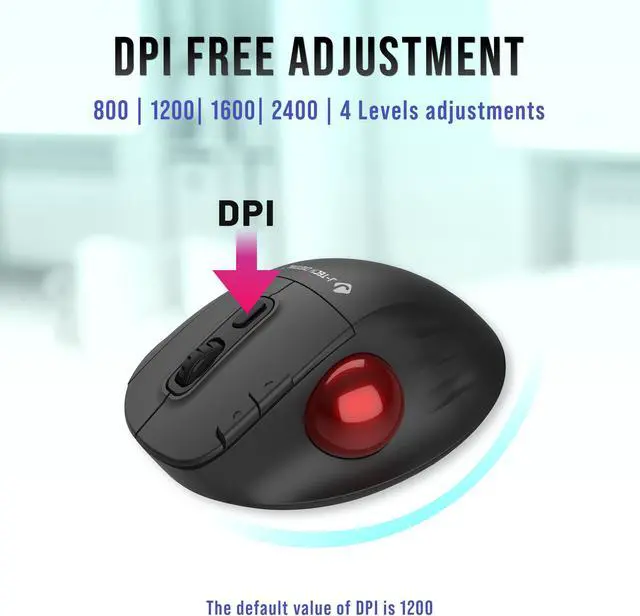 Alt view image 2 of 8 - Wireless Trackball Ergonomic Mouse w/ Free & Easy Thumb Control | DPI Adjustment, Precision Tracking, Multi-System Compatibility with PC, Laptop, Windows, Mac by J-Tech Digital