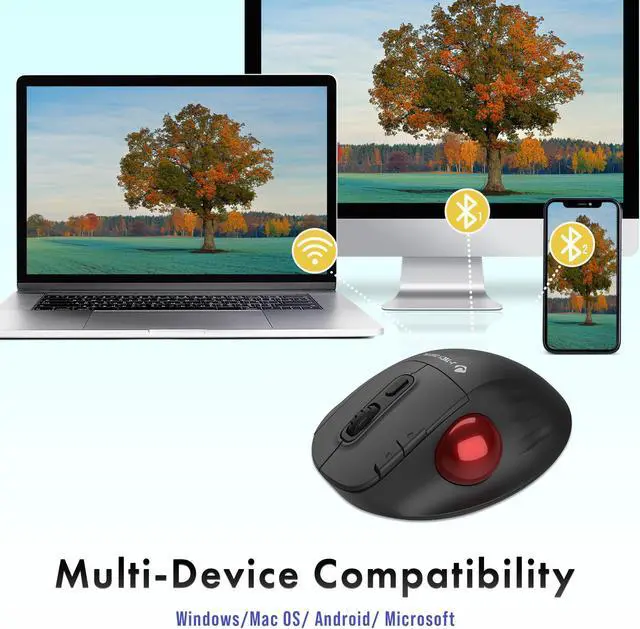 Alt view image 3 of 8 - Wireless Trackball Ergonomic Mouse w/ Free & Easy Thumb Control | DPI Adjustment, Precision Tracking, Multi-System Compatibility with PC, Laptop, Windows, Mac by J-Tech Digital