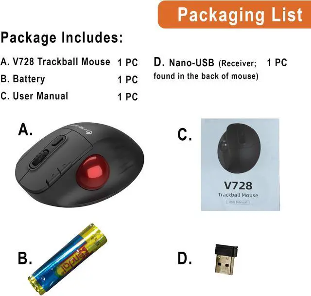 Alt view image 7 of 8 - Wireless Trackball Ergonomic Mouse w/ Free & Easy Thumb Control | DPI Adjustment, Precision Tracking, Multi-System Compatibility with PC, Laptop, Windows, Mac by J-Tech Digital
