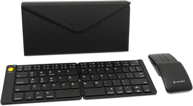 Main image of Wireless Keyboard and Mouse Combo | Foldable Bluetooth Multi-Device Keyboard | Sliding Mouse 2-in-1 with Laser Pointer and Remote Clicker | Protective Leather Case Holder by J-Tech Digital JTD-KMP-FS