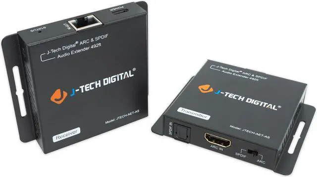 Main image of HDMI ARC & SPDIF Optical Digital Audio Extender Over Single CAT5e/ CAT6 Ethernet Cable Up To 492ft. w/ CEC, Dolby Digital, DTS, PCM by J-Tech Digital [JTECH-AET-AS]