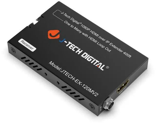 Main image of J-Tech Digital HDMI Extender over Single Cat5e/6/7 1080P 60Hz Up to 400ft, Supports AV over IP HDMI Extender HDMI Loop Out IR Control  Receiver Only (JTECH-EX-120MV2R)