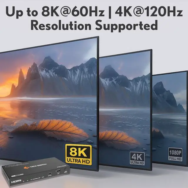 Alt view image 4 of 7 - J-Tech Digital 8K HDMI Audio Extractor with eARC ARC 8K 60Hz 4K 120Hz, HDMI to Optical L/R Converter Adapter, HDCP 2.3 HDR CEC EDID [JTECH-8KAE]