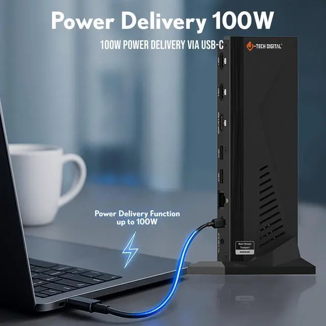 Alt view image 4 of 7 - J-Tech Digital 14 in 1 Docking Station up to 4K 60Hz, 3x HDMI, 6x USB, Ethernet, SD/TF, 100W PD, Audio/Mic - Compatible with macOS/Windows, Supports SST/MST (Driver Required)