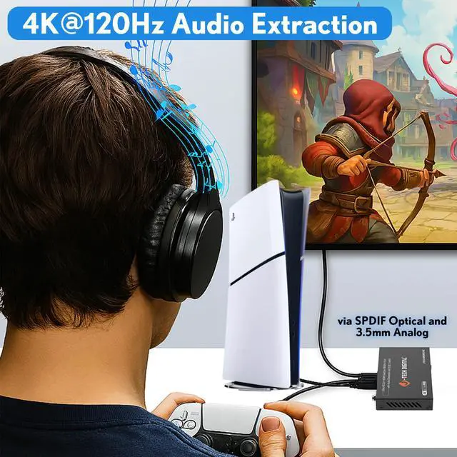 Alt view image 5 of 7 - J-Tech Digital 8K HDMI Switch 2 In 1 Out, 8K@60Hz 4K@120Hz 1080P@240Hz with Audio Extraction, HDMI to Optical & Analog 3.5mm, HDR HDCP2.3 EDID Control (JTECH-8KSW21AE)