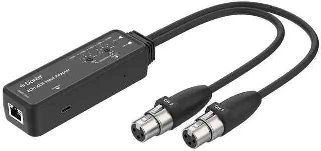 Main image of J-Tech Digital 2-Channel XLR to Dante Audio Input Adapter, Balanced/Unbalanced Analog to Digital Audio Converter Adapter, PoE & USB-C Power [JTECH-DA2EX]