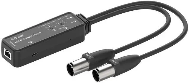 Main image of J-Tech Digital 2-Channel Dante to XLR Audio Output Adapter, Balanced/Unbalanced 2-Channel Digital Audio to XLR Converter Adapter, PoE & USB-C Power [JTECH-DA2DX]