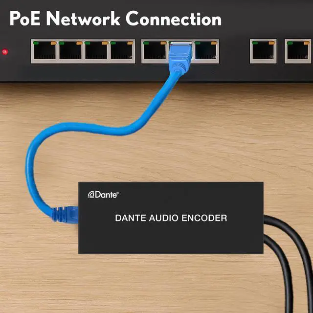 Alt view image 4 of 6 - J-Tech Digital 2-Channel Dante Analog Audio Encoder with PoE, Balanced/Unbalanced Audio Input and 3-Level Gain Adjustment Audio Encoder [JTECH-DA2EP]