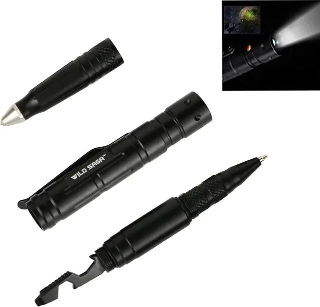 Alt view image 2 of 5 - J-Tech Digital Wild Saga Tactical Pen 4 in 1 Multi-functional Aluminum Pen Military Pen with LED Flashlight, Glass Breaker & Bottle Opener