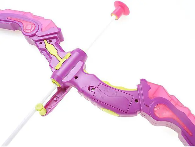 Alt view image 3 of 6 - Light Up Bow and Arrow Play Set for Kids, Comes with Quiver, Arrows, and Target - Pink