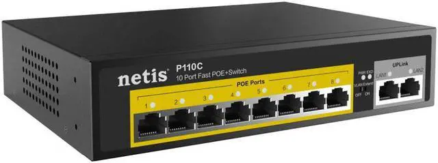 Alt view image 2 of 5 - Netis P110C 8 POE+2 Uplink 100M Standard Fast Ethernet POE/ POE+ Switch with Plug and Play | IEEE 802.3at/af Compliant Powered Devices (PDs) with Auto MDI/MDIX Function | POE Power Budget of 120 W