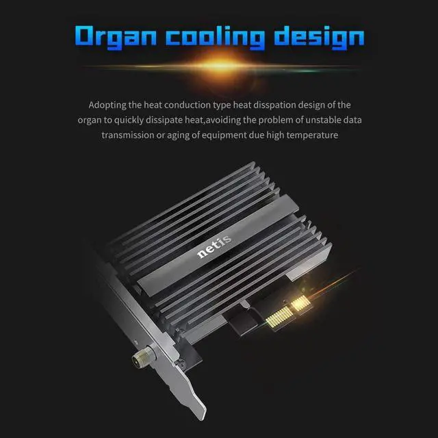 Alt view image 6 of 8 - Netis F1 WiFi 6 AX200 802.11AX Dual Band PCIe WiFi Card 3000Mbps with Bluetooth 5.0 and Heat Sink | WiFi Card  for PC Desktop, Support Windows10, Linux, Chrome with Standard and Low Profile Bracket