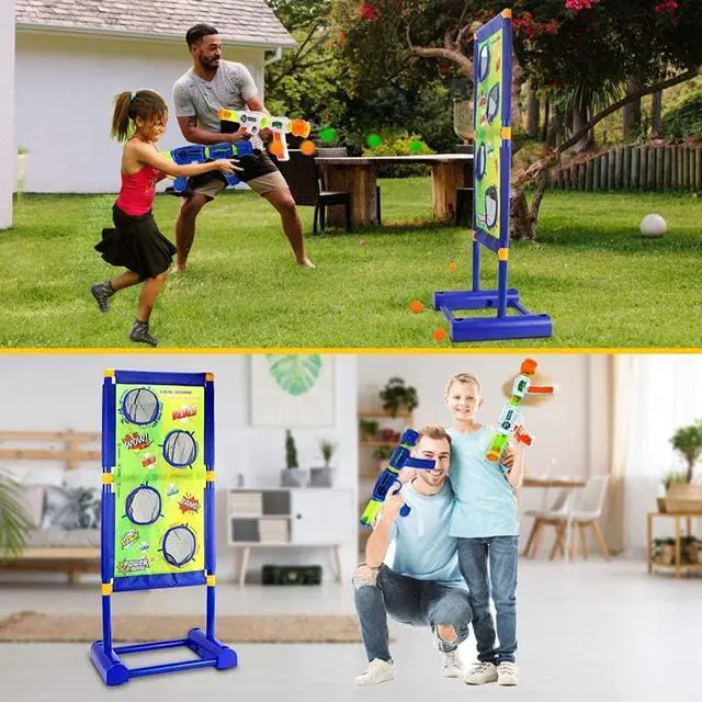 Alt view image 7 of 7 - 2pk Soft Foam Ball Popper Toys Guns and 30 Foam Balls with Self Moving Shooting Target | Fun Indoor & Outdoor Shooting Game Toy for for Boys and Girls
