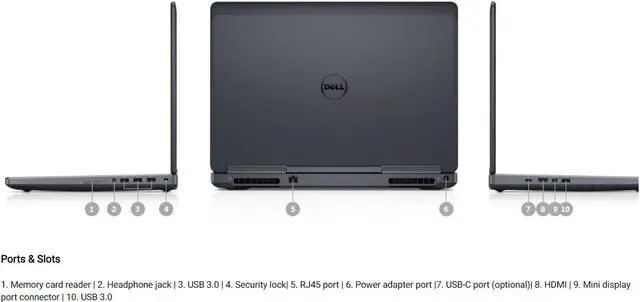 Alt view image 3 of 11 - Dell Precision 7510  i7-6820HQ Quad Core 2.70 GHz 16GB 512 GB NVMe 15.6" Laptop Condition: Good