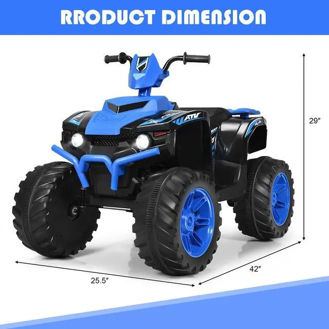 Alt view image 4 of 7 - Costway 12V Kids 4-Wheeler ATV Quad Ride On Car w/ LED Lights Music  USB Navy