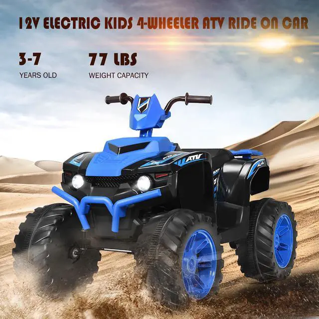 Alt view image 6 of 7 - Costway 12V Kids 4-Wheeler ATV Quad Ride On Car w/ LED Lights Music  USB Navy