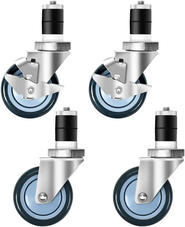 Main image of Set of 4 Swivel Caster 4" Kitchen Prep Table Wheel For 1-1/2" ID Tubing w/ Brake