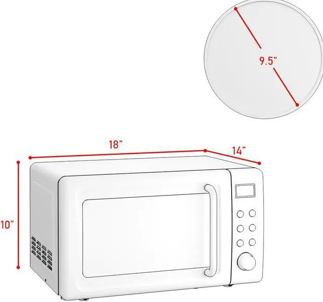 Alt view image 4 of 7 - Costway 0.7Cu.ft Retro Countertop Microwave Oven 700W LED Display Glass Turntable Rose Gold