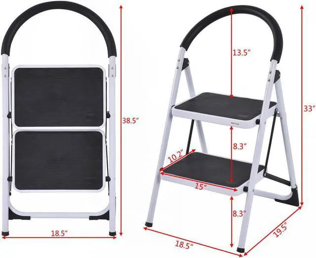 Alt view image 3 of 7 - Costway 2 Step Ladder Folding Stool Heavy Duty 330Lbs Capacity Industrial Lightweight