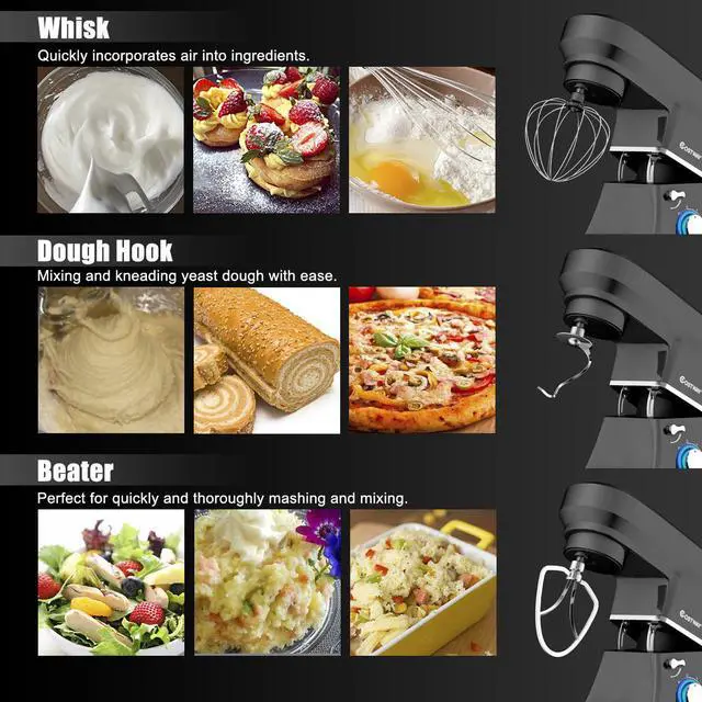 Alt view image 4 of 7 - Costway Tilt-Head Stand Mixer 7.5 Qt 6 Speed 660W with Dough Hook, Whisk & Beater Black