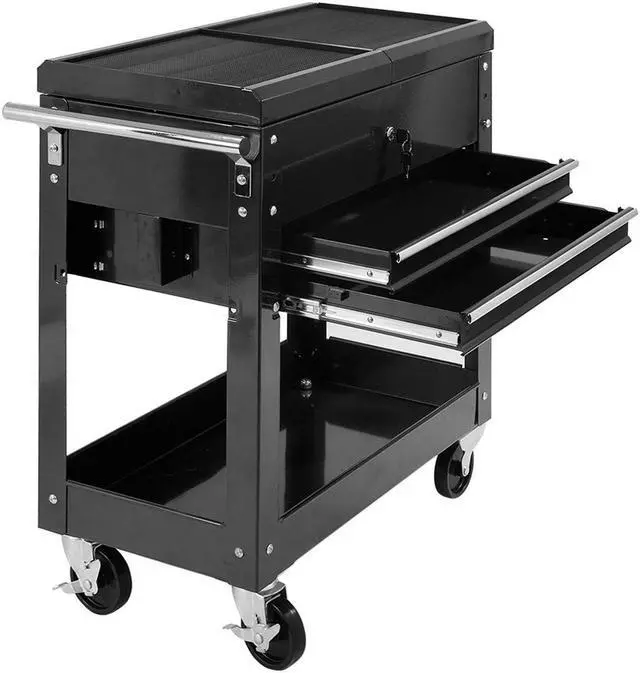 Alt view image 4 of 7 - Costway Rolling Mechanics Tool Cart Slide Top Utility Storage Cabinet Organizer 2 Drawer
