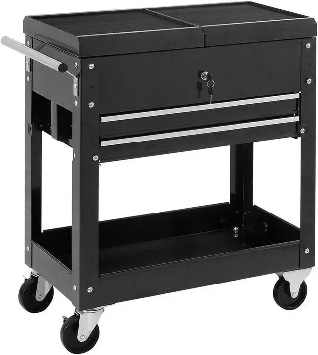 Alt view image 3 of 7 - Costway Rolling Mechanics Tool Cart Slide Top Utility Storage Cabinet Organizer 2 Drawer