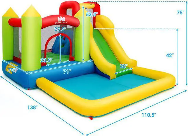 Alt view image 2 of 7 - Outdoor Inflatable Bounce House Water Slide Climb Bouncer Pool Gift 480W Blower