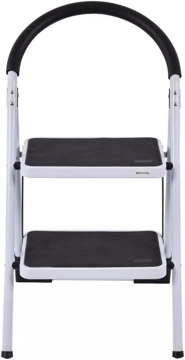 Alt view image 5 of 7 - Costway 2 Step Ladder Folding Stool Heavy Duty 330Lbs Capacity Industrial Lightweight