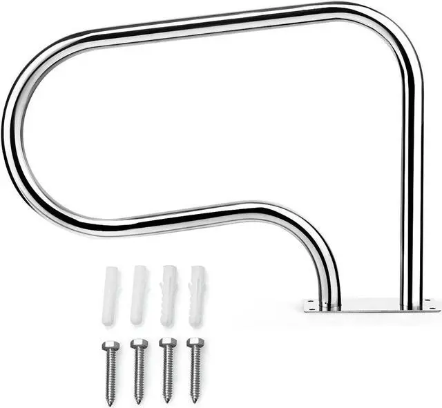 Main image of Costway Swimming Pool Hand Rail Stainless Steel Ladder Handrail Stair Rail w/ Base Plate