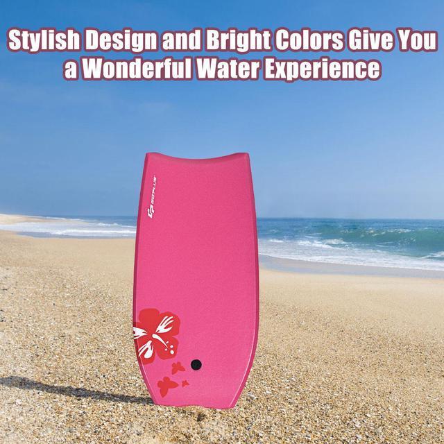 Alt view image 5 of 7 - Goplus 41'' Super Lightweight Bodyboard Surfing W/Leash EPS Core Boarding IXPE Pink