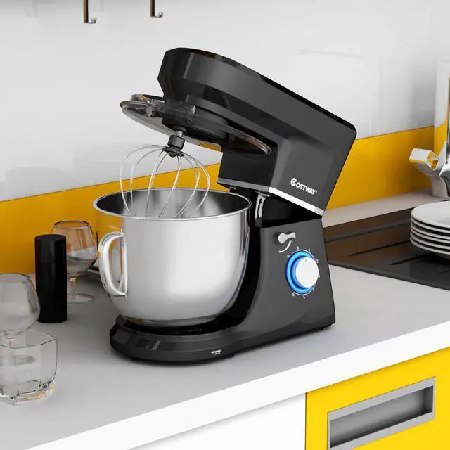 Alt view image 3 of 7 - Costway Tilt-Head Stand Mixer 7.5 Qt 6 Speed 660W with Dough Hook, Whisk & Beater Black