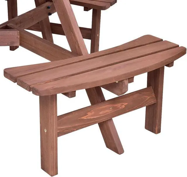 Alt view image 7 of 7 - Costway Patio 6 Person Outdoor Wood Picnic Table Beer Bench Set Pub Dining Seat Garden