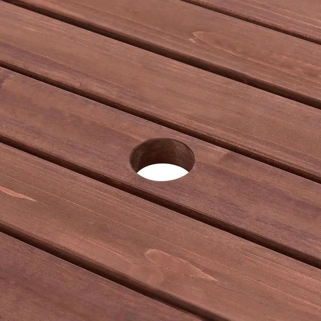 Alt view image 6 of 7 - Costway Patio 6 Person Outdoor Wood Picnic Table Beer Bench Set Pub Dining Seat Garden