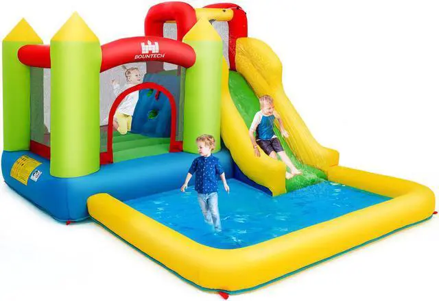 Alt view image 6 of 7 - Outdoor Inflatable Bounce House Water Slide Climb Bouncer Pool Gift 480W Blower