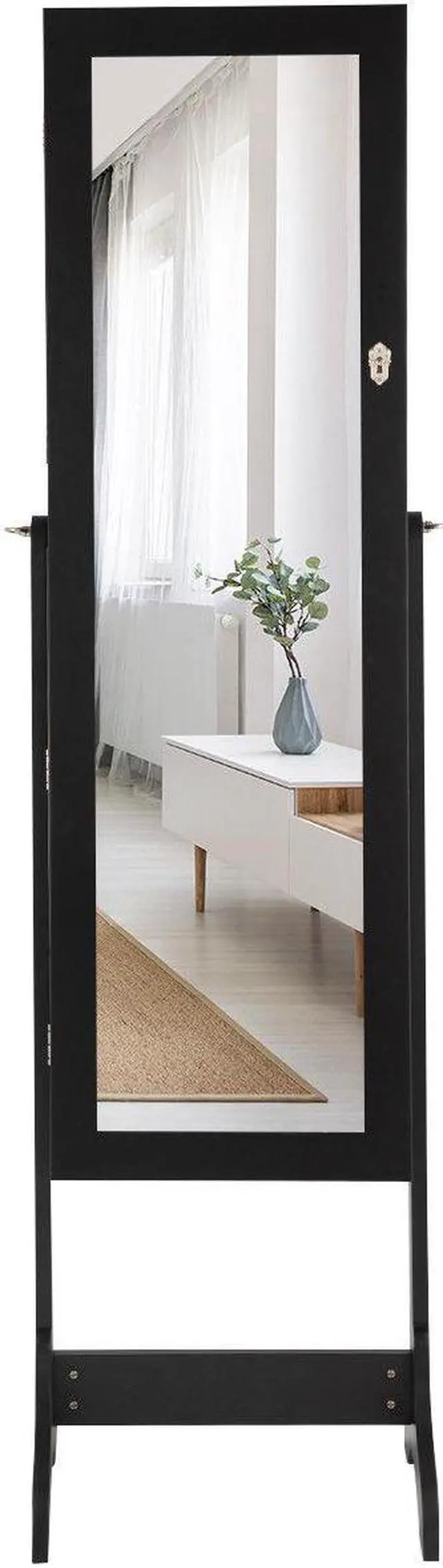 Alt view image 5 of 7 - Costway Mirrored Jewelry Cabinet Storage Organizer Box Drawers Black