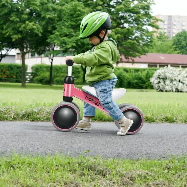 Alt view image 4 of 7 - Babyjoy 4 Wheels Baby Balance Bike Children Walker No-Pedal Toddler Toys Rides Pink