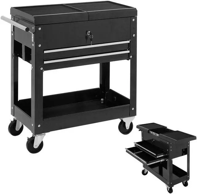 Main image of Costway Rolling Mechanics Tool Cart Slide Top Utility Storage Cabinet Organizer 2 Drawer