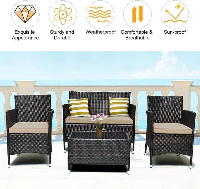 Alt view image 5 of 6 - Costway 8PCS Patio Furniture Set Cushioned Sofa Coffee Table