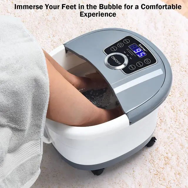 Alt view image 2 of 7 - Costway Portable Multi-function Electric Foot Spa Bath Shiatsu Roller Motorized Massager Grey